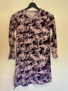 L.L. Bean Long Sleeve Night Shirt Gown Girls Purple Knee Length Pullover size S8